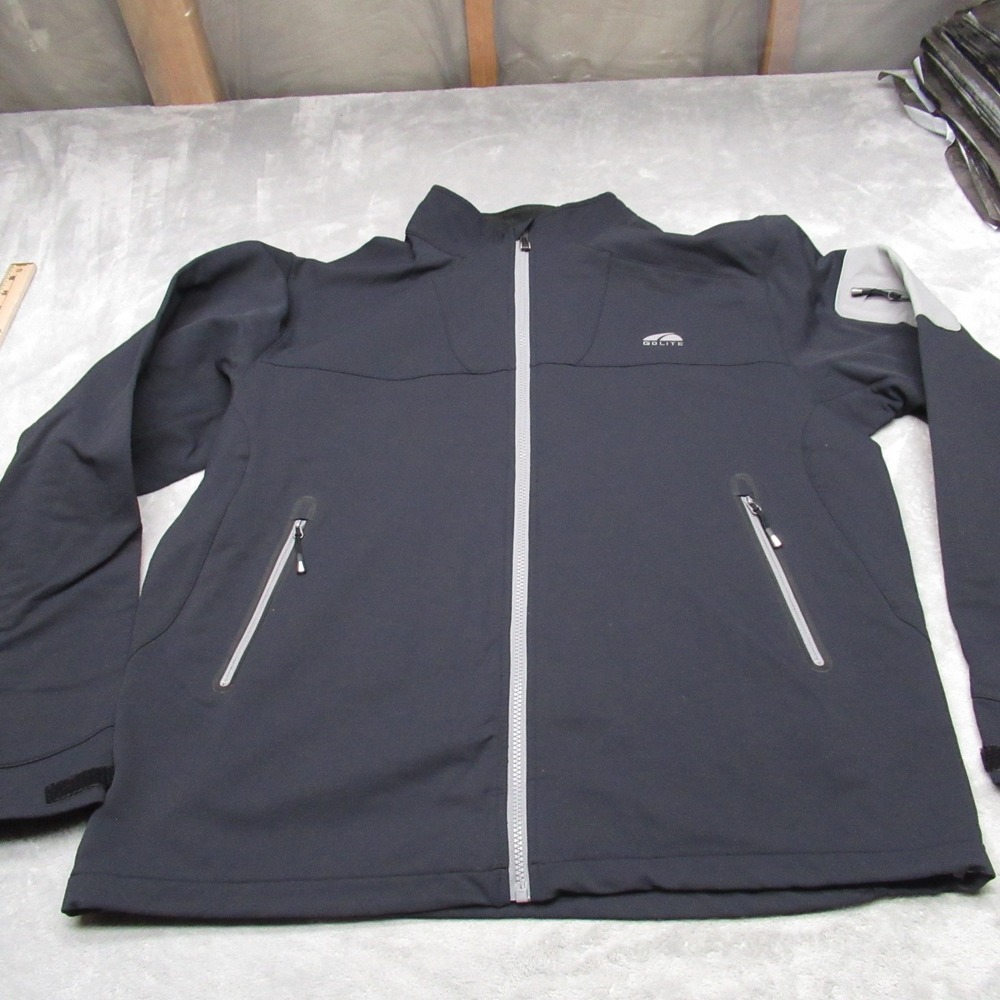 GoLite Jacket Mens XL Black Wind River Softshell Full Zip Fleece Lined Fall Rain